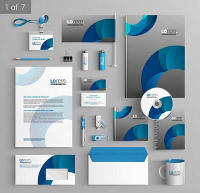 灰底藍色弧形設計VI 構筑現代企業視覺形象的藝術與策略